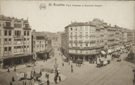 Ingang lavatory,  Fontainasplein, Brussel, postkaart (Prentkaartenverzameling van het Belfius Fonds – Académie royale de Belgique)