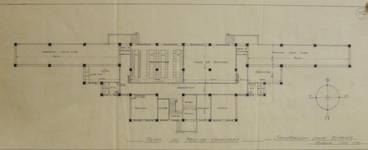 Sanatorium populaire de Waterloo - La Hulpe, Chemin du Sanatorium, La Hulpe, aile pour enfants, plan du rez-de-chaussée, projet non réalisé  (© Fondation CIVA Stichting/AAM, Brussels /Paul Hamesse)