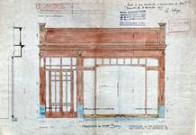 English Shop, Rue du Marché aux Herbes 15, Bruxelles, avant-projet, élévation de la vitrine, AVB/TP 3016 (1905)