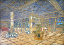 Pathé Palace, Anspachlaan 85, Brussel, aquarel van de wintertuin, archieven familie Hamesse