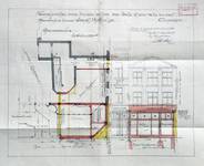 Michiels, Rue Haute 195-199, Bruxelles, second projet de transformation du 195, plan du rez-de-chaussée et élévation de la façade, AVB/TP 34143 (1927)